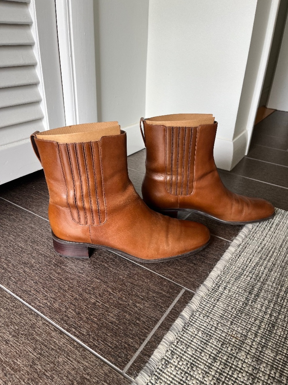 Talbots Brown Leather Ankle Boots, Made in Brazil, Size 8.5